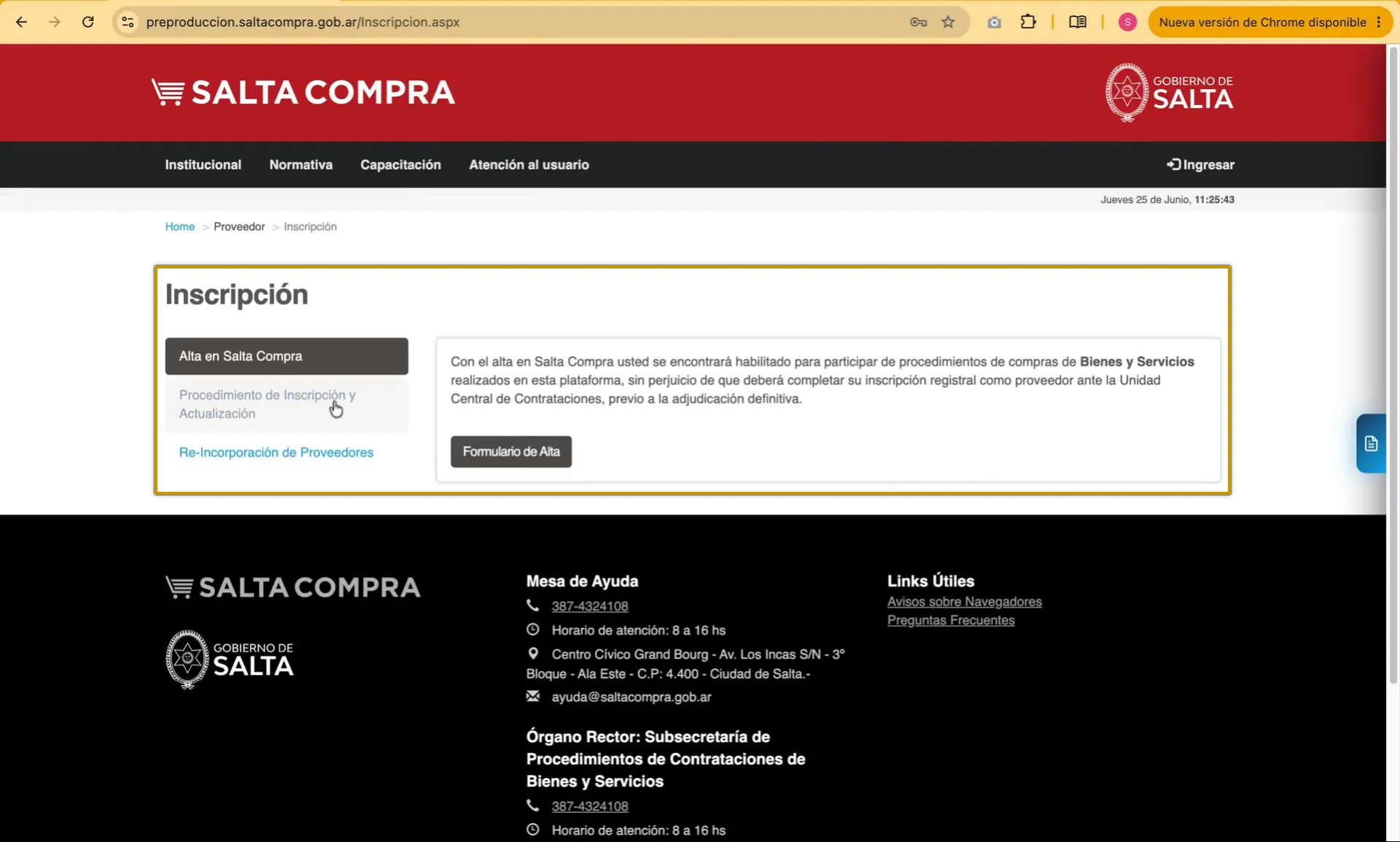 Captura del paso 1: Entrar al portal público y elegir 'Soy proveedor'
