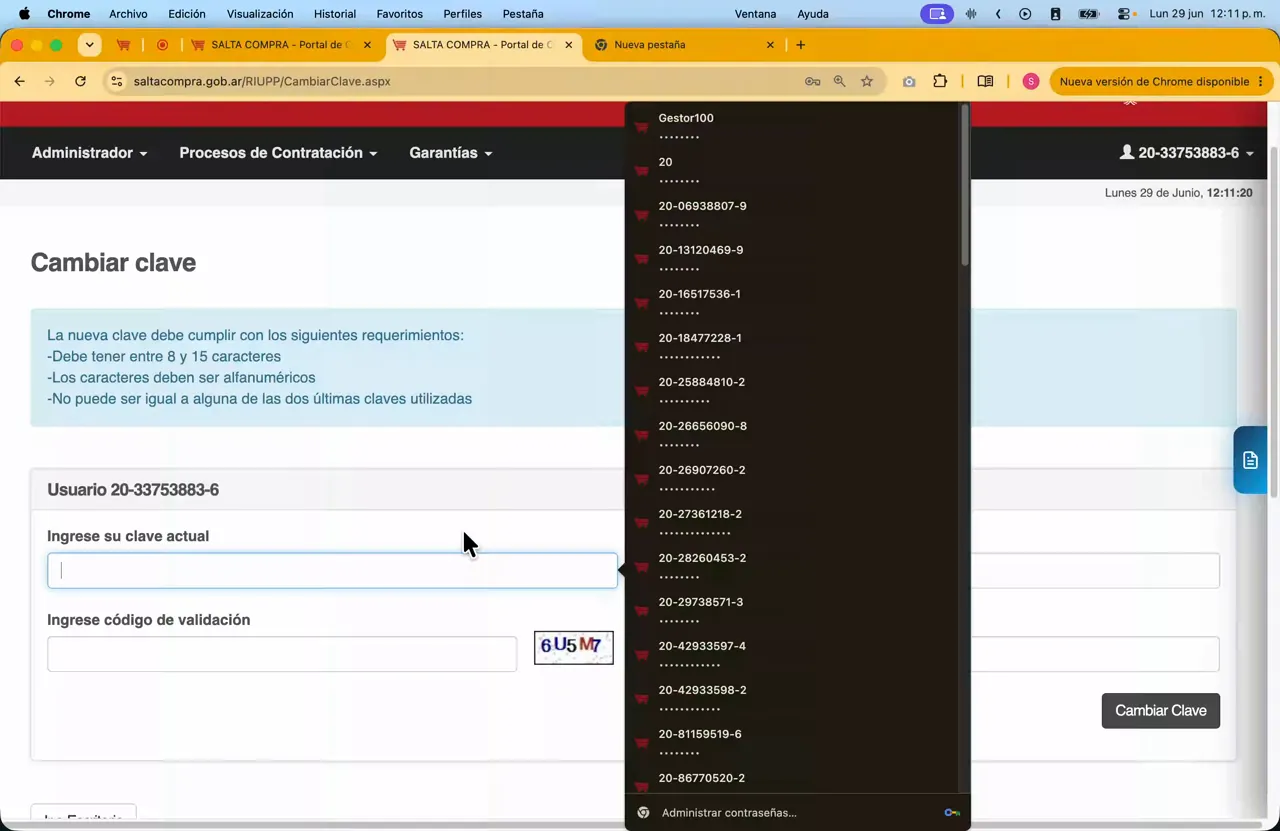Captura del paso 13: Cambiar la clave en el primer ingreso