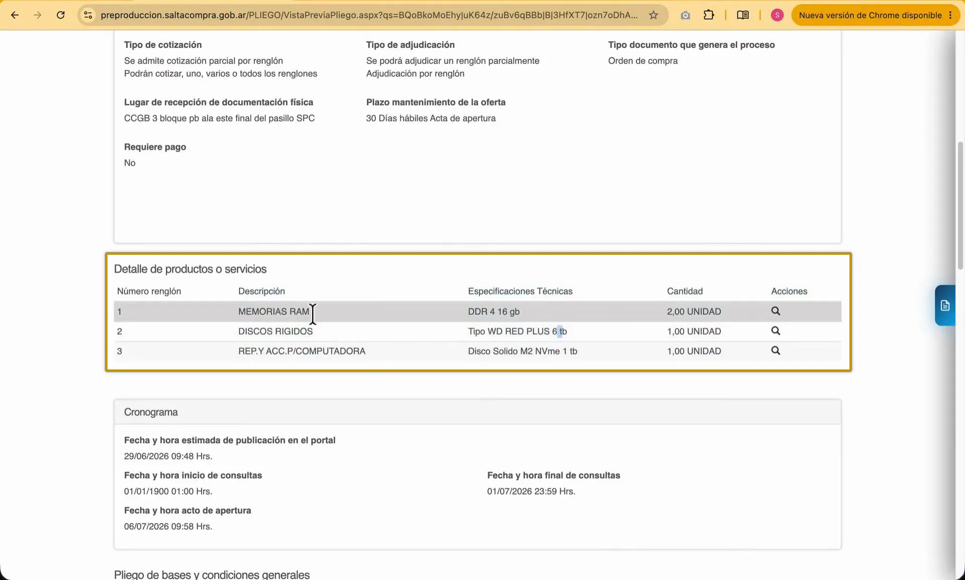 Captura del paso 3: Revisar los renglones y el detalle de entrega