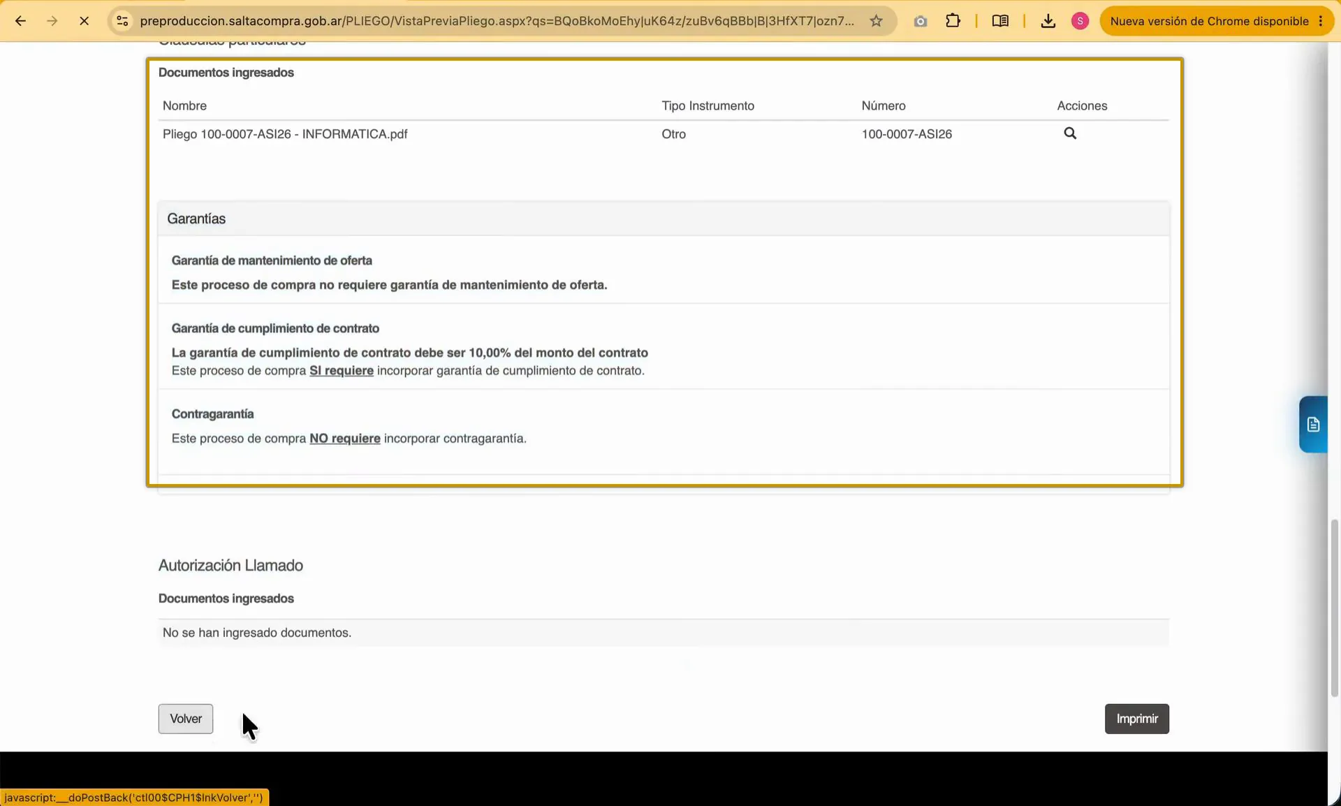 Captura del paso 7: Revisar cláusulas particulares y garantías