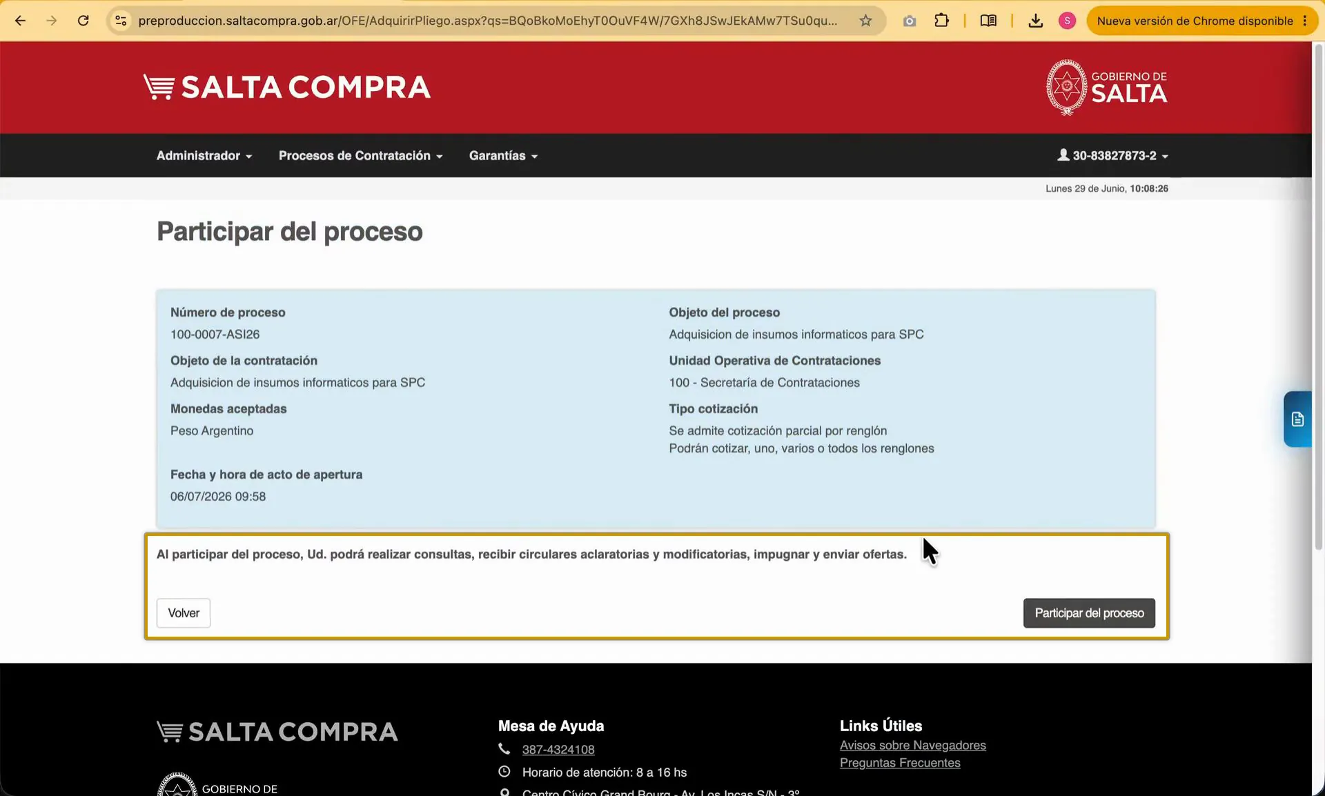 Captura del paso 9: Participar del proceso