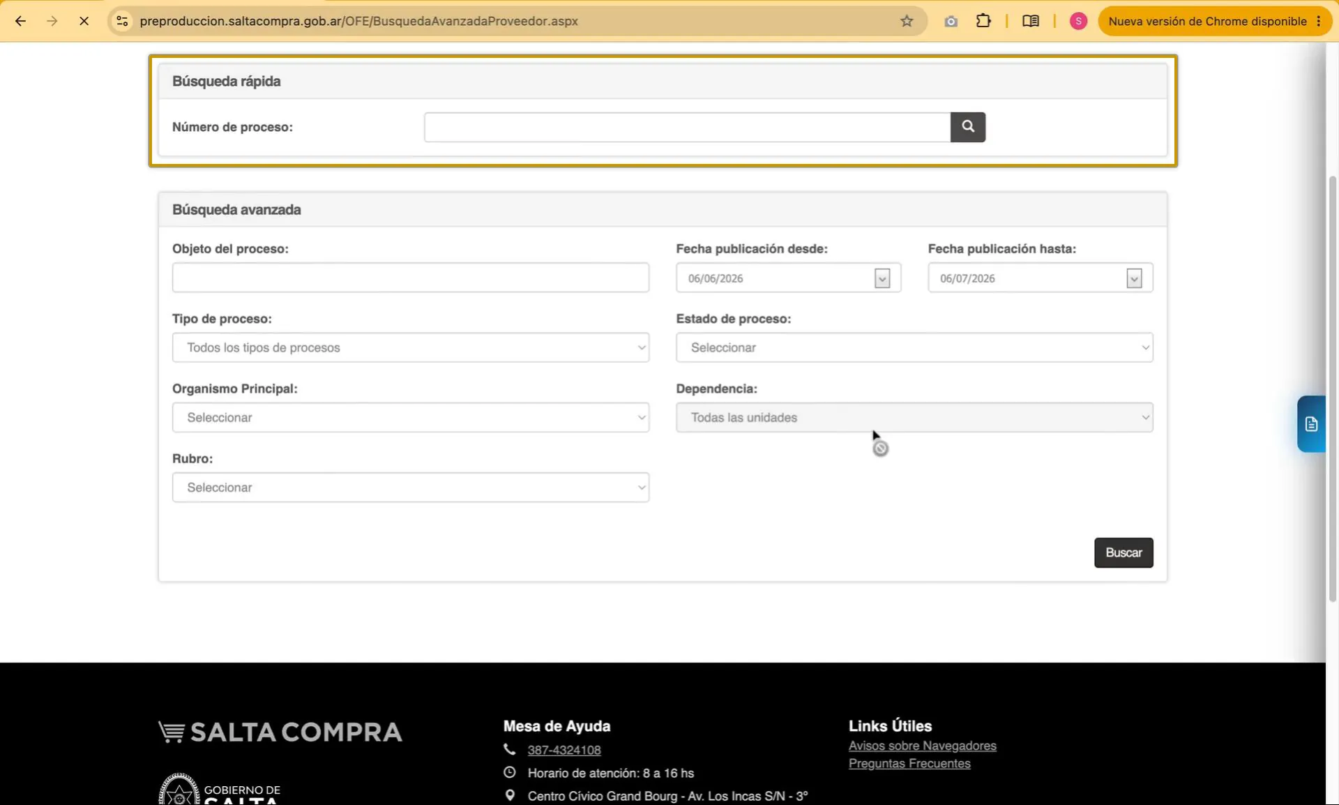 Captura del paso 2: Buscar el proceso