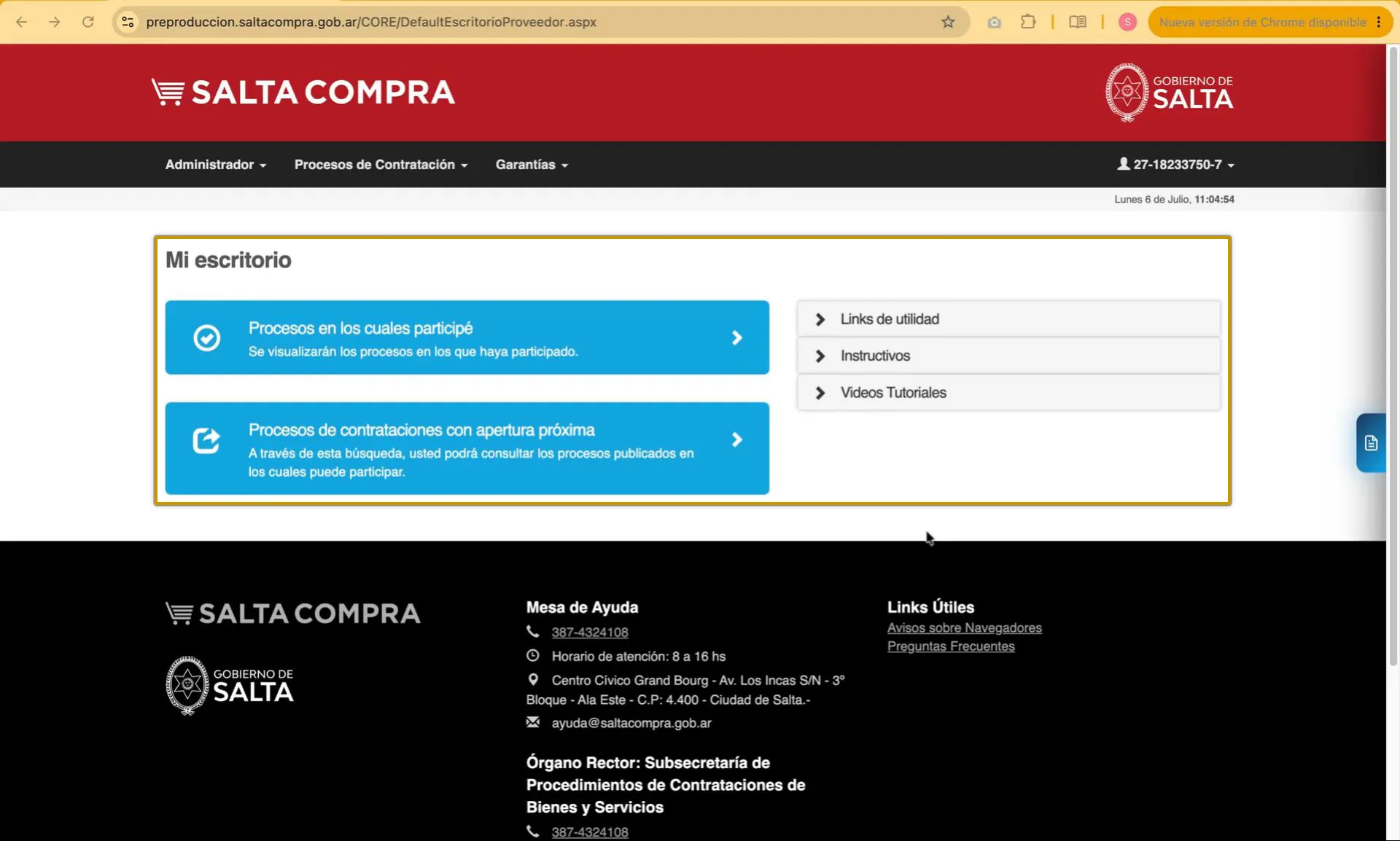 Captura del paso 8: Volver al escritorio del Proveedor