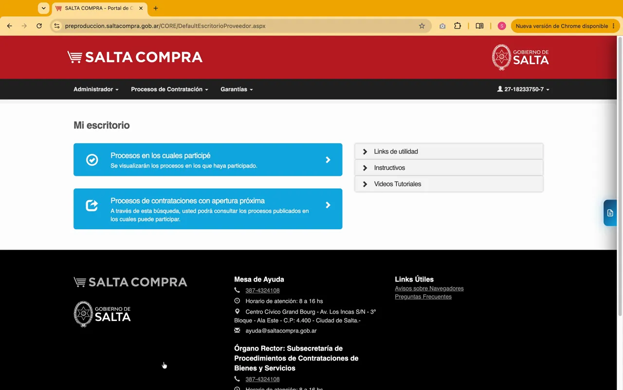 Captura del paso 8: Volver al escritorio del Proveedor