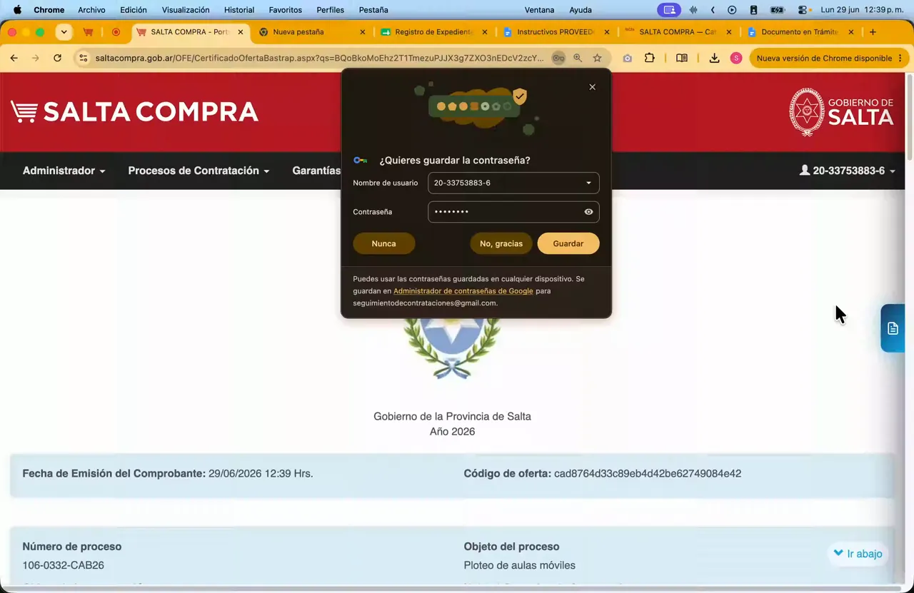 Captura del paso 14: Guardar el certificado de oferta (comprobante)