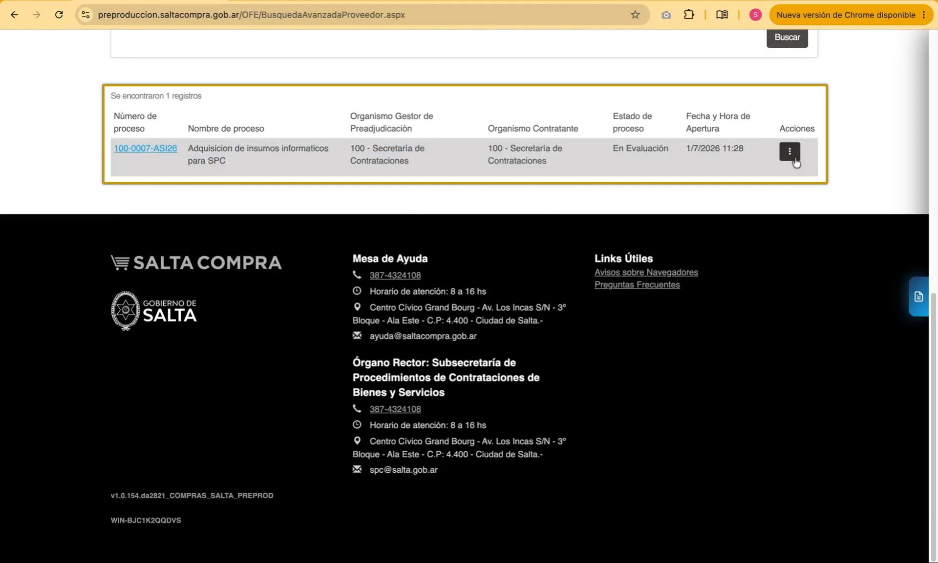 Captura del paso 2: Buscar el proceso